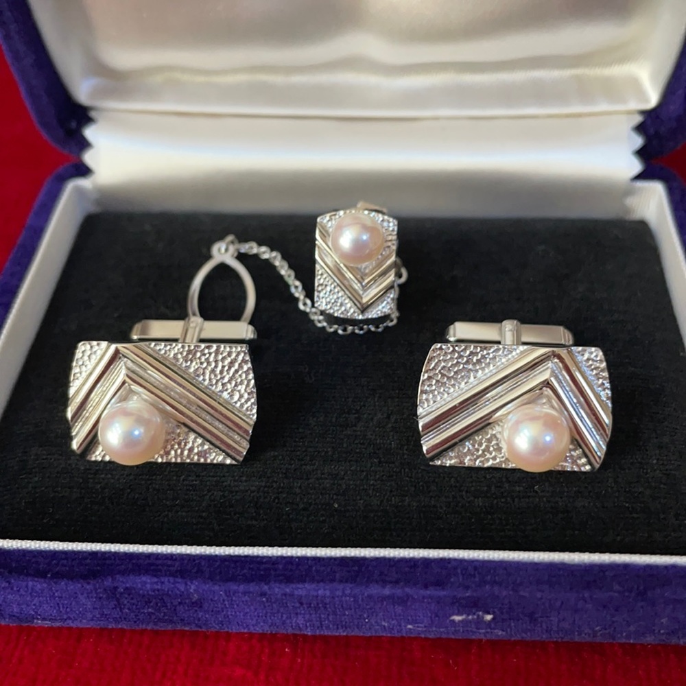 vintage 14k brand new pearl cuff links